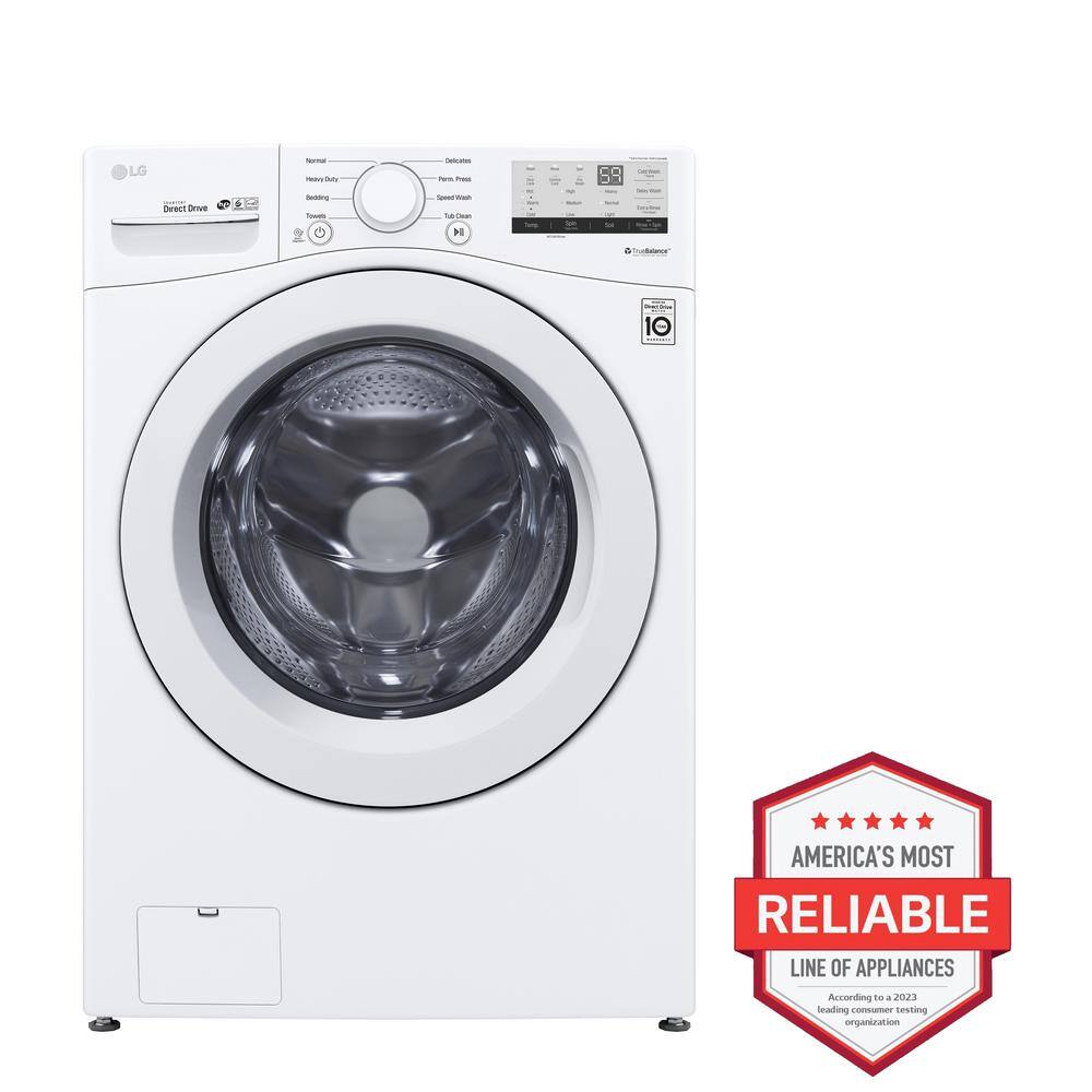 LG 4.5 Cu. Ft. Stackable Front Load Washer in White with Coldwash Technology WM3400CW