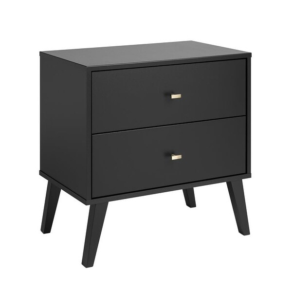 Milo Mid Century Modern Bedroom Nightstand， 2-Drawer， Black - - 37263553