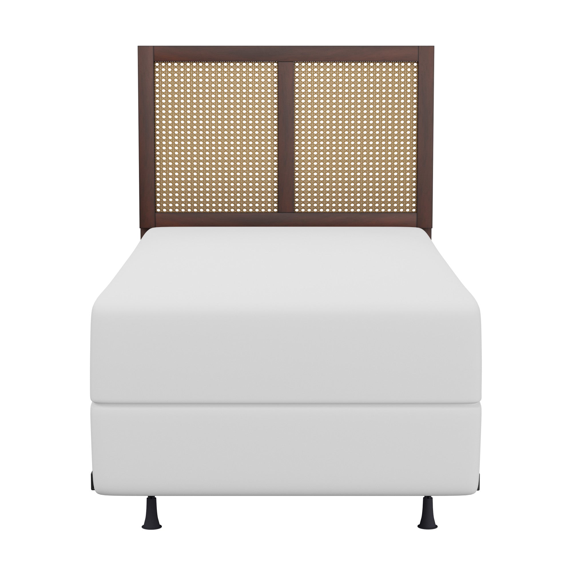 Hillsdale Furniture Serena Wood and Cane Panel Twin Headboard with Bed Frame, Chocolate