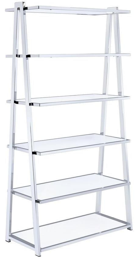 36 quotx16 quotx71 quotWhite High Gloss And Chrome Bookcase   Contemporary   Bookcases   by HomeRoots  Houzz