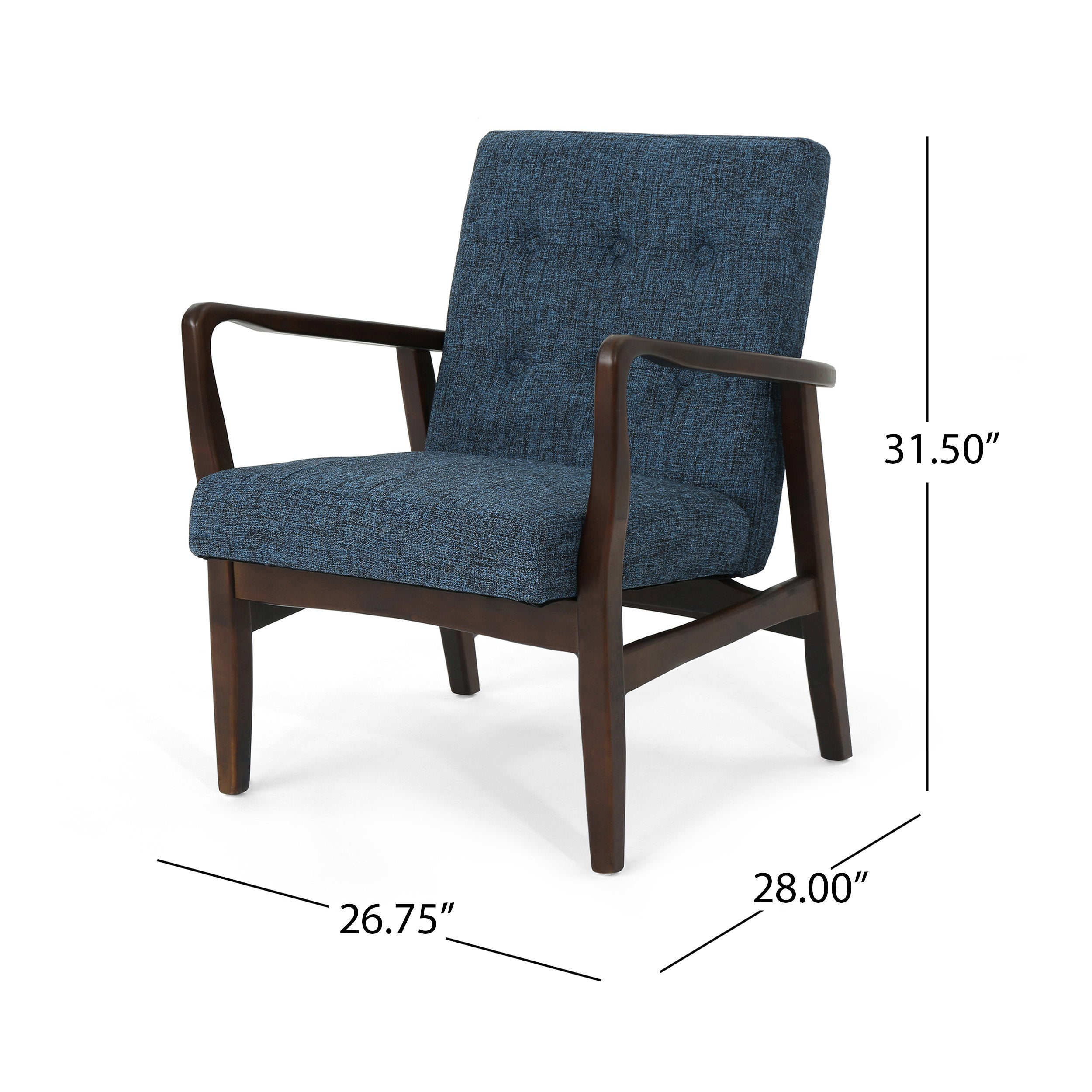 Callisto Fabric Mid-Century Birch Club Chair