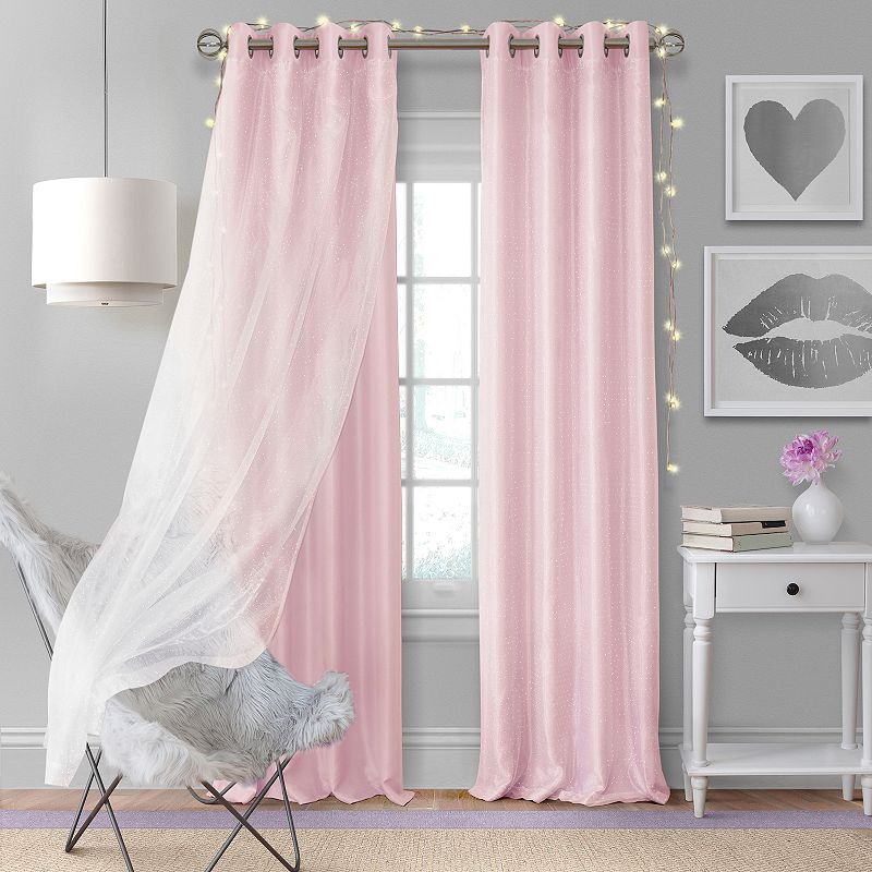 Elrene Home Fashions Aurora Kids Room Darkening Layered Sheer Curtain