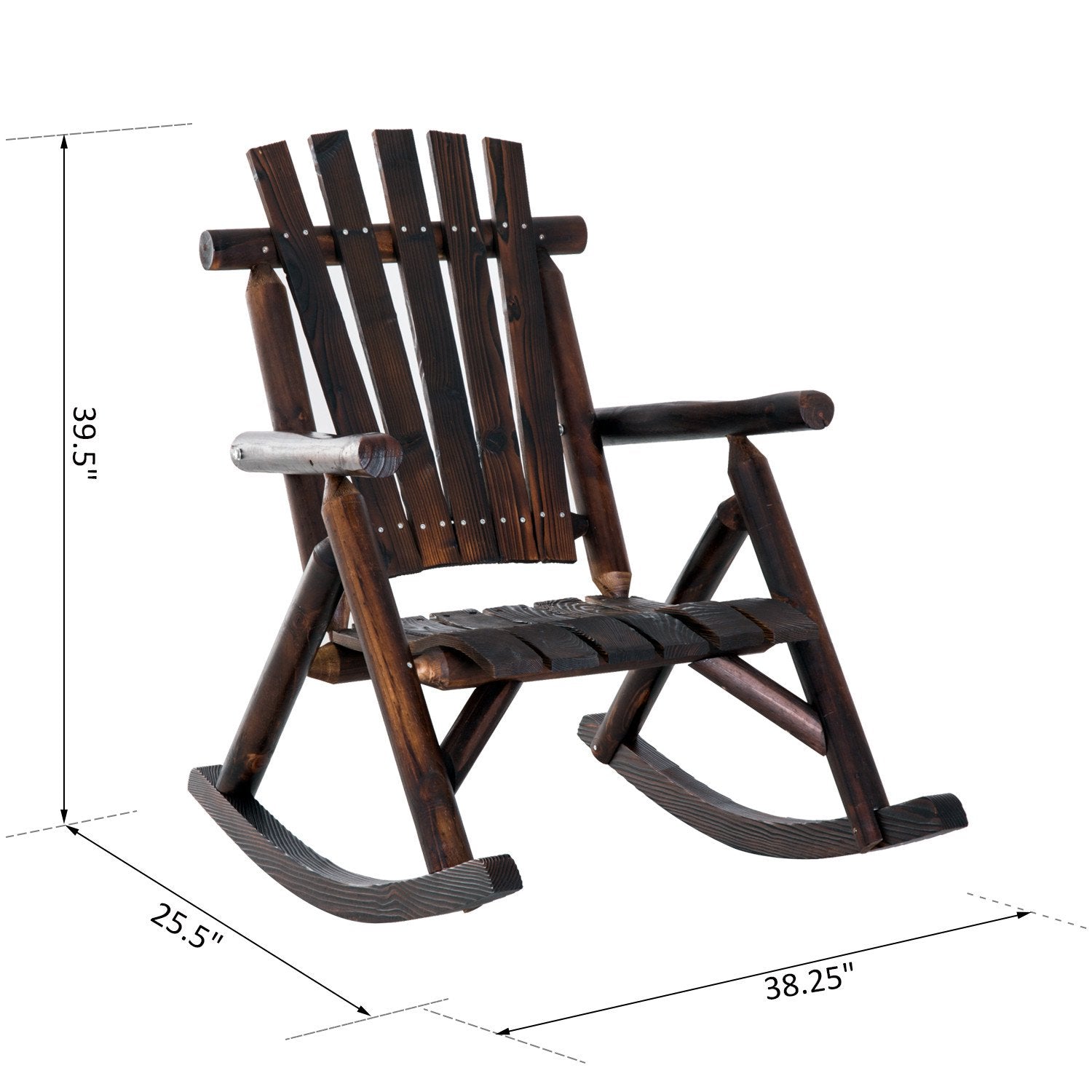 Andoer Outdoor Fir Wood Rustic Patio Adirondack Rocking Chair Furniture