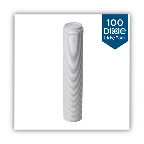 Dome Drink-Thru Lids， Fits 10 oz to 20 oz Dixie Paper Hot Cups， White， 100/Pack (D9542PK)