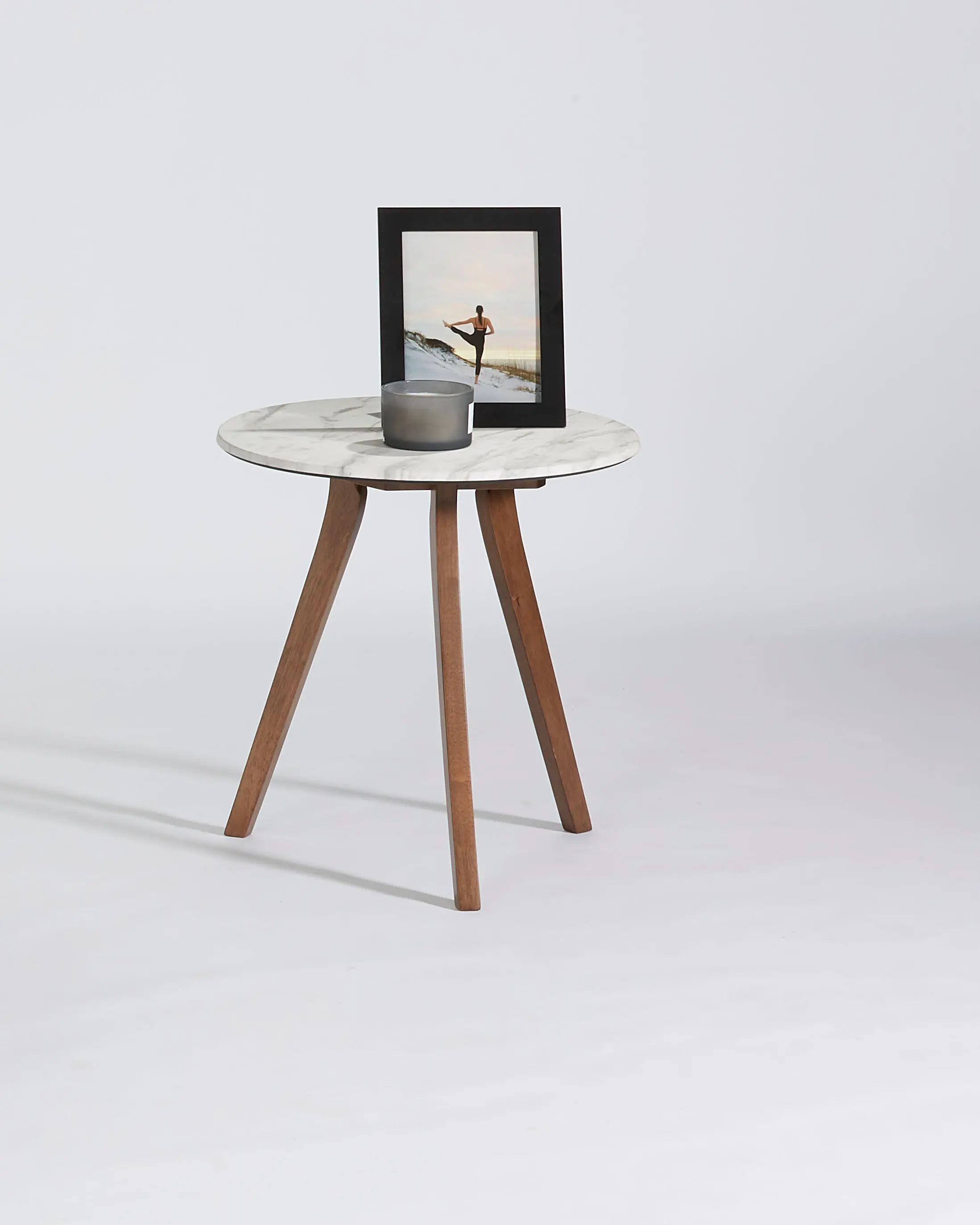 Pixie Contemporary Round End Table with White Top