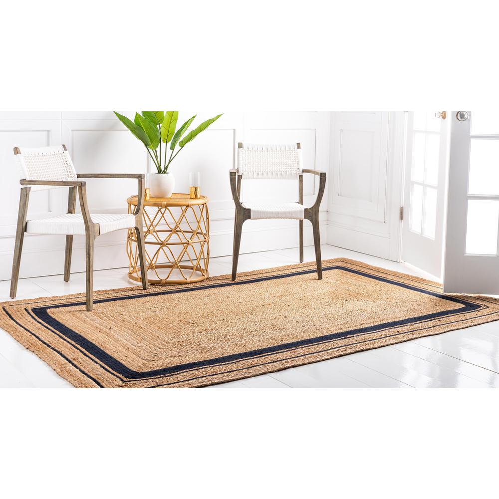 Unique Loom Gujarat Braided Jute Rug Natural and Navy Blue/Navy Blue 5' 1