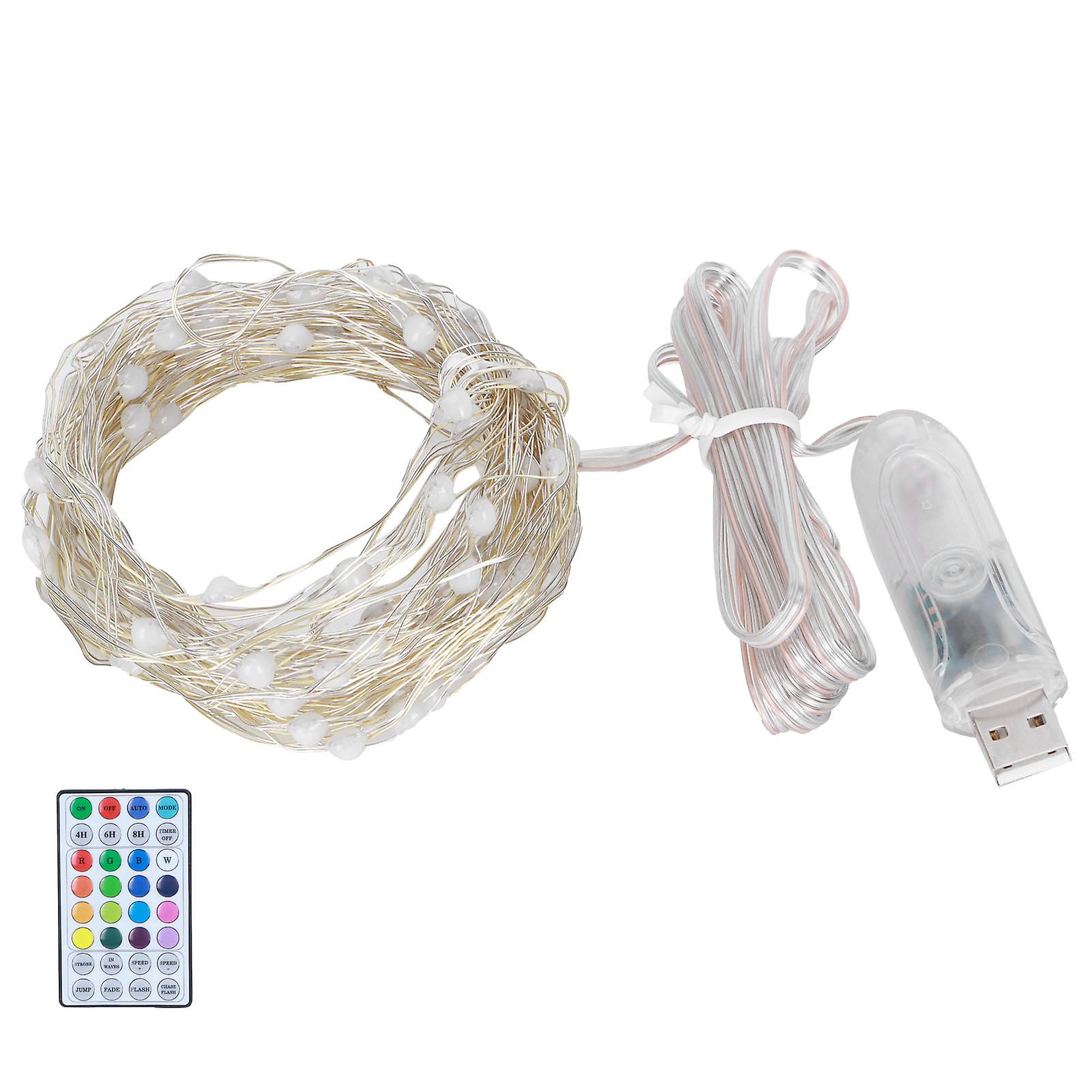 32.8ft 100led String Light 16 Colors Usb Remote Control Ip44 Waterproof Lamp For Home Bedroom Party Festivals