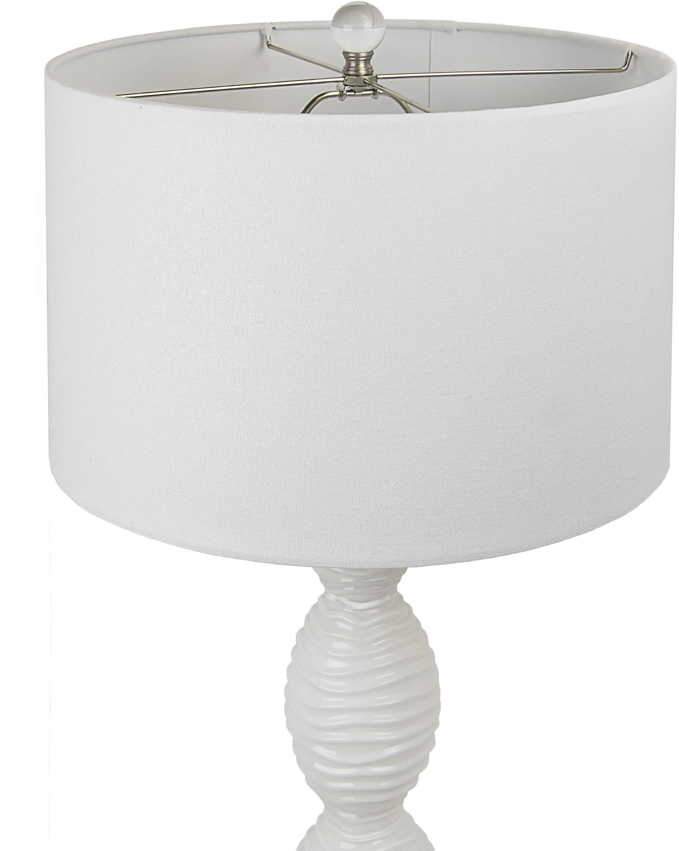 Cinched Waves Milk White Glass Table Lamps， Set of 2