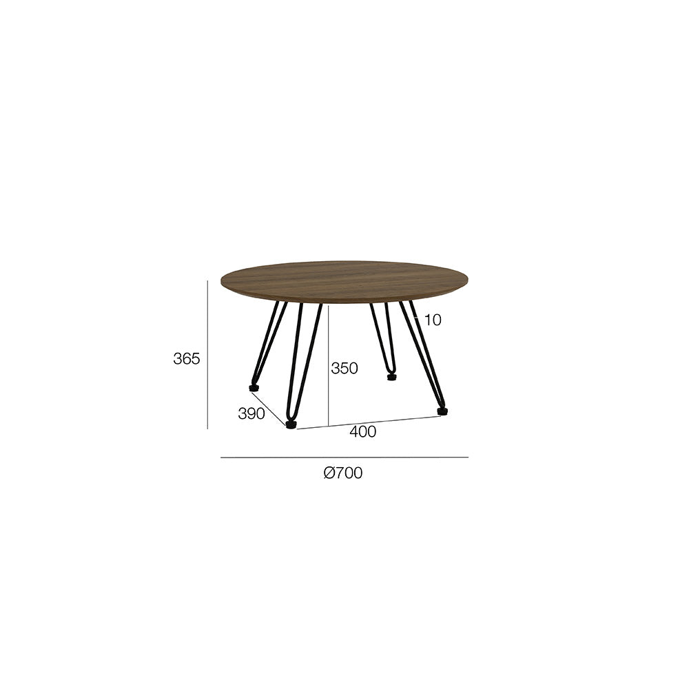 CORWIN Round Coffee Table 70cm - Walnut