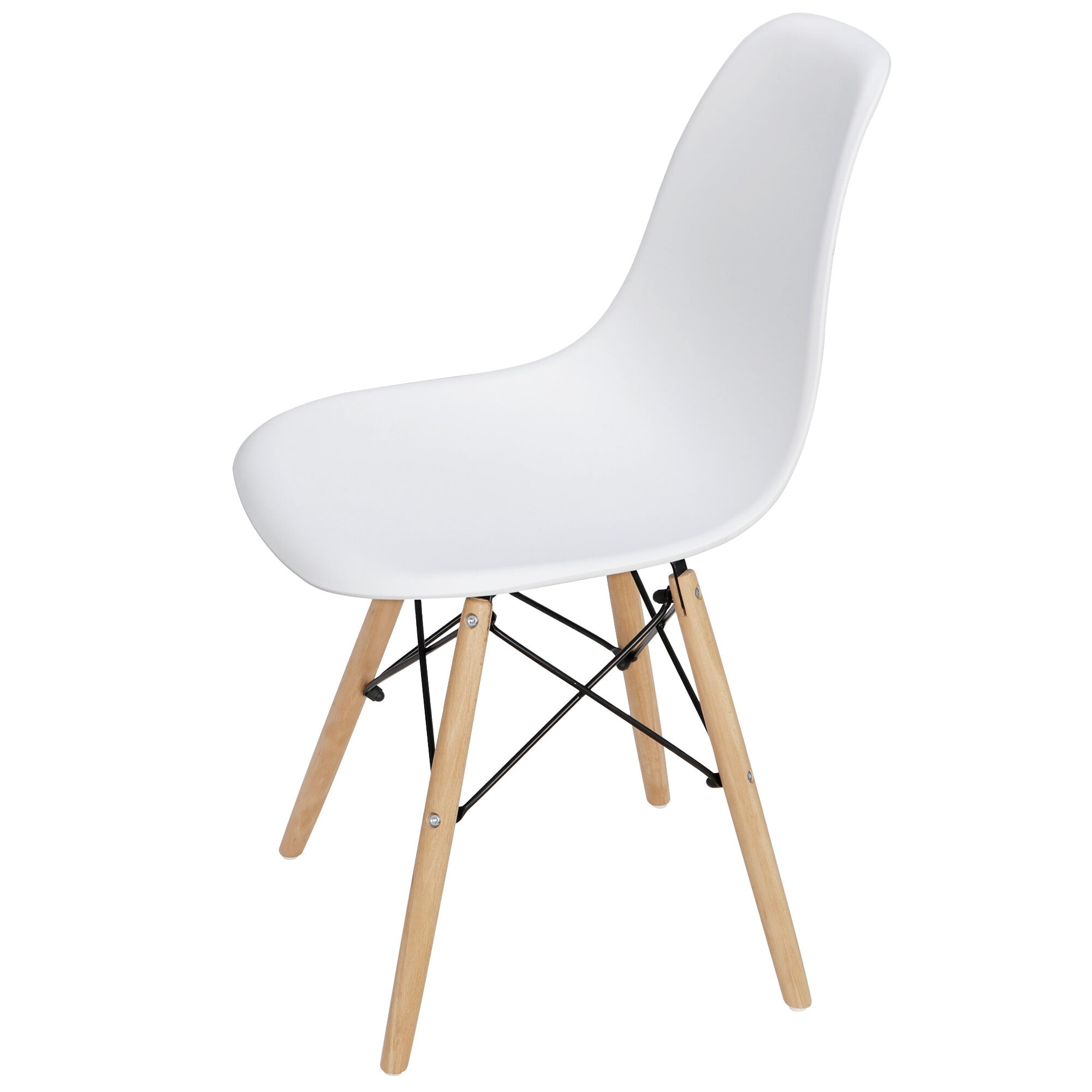 HomGarden Set of 4 Dining Chair， Plastic Side Chair Wood Legs White