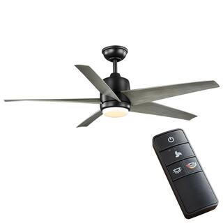 Hampton Bay Mena 54 in. Color Changing Integrated LED IndoorOutdoor Black Ceiling Fan with Light Kit and Remote Control 58929