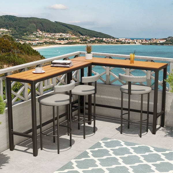 Pellebant Patio Outdoor Bar Table Rectangle Pub Table Dining Table