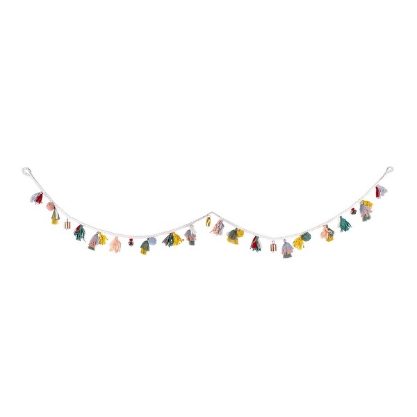 HGTV Home Collection Boho Bell and Tassel Garland，Multicolor，72 in