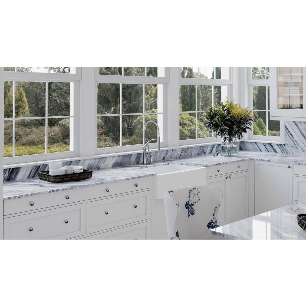 PELHAM  WHITE Kingsbridge Fireclay 32.5 in. Single Bowl Farmhouse Apron Kitchen Sink with Farmhouse Faucet Bottom Grid Drain PWS533-C