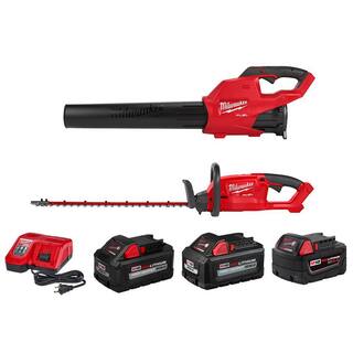 MW M18 FUEL 120 MPH 450 CFM 18-Volt Brushless Cordless Handheld Blower wHedge Trimmer Combo  8.0Ah 6Ah 5Ah Batteries 2724-21HD-48-11-1865-2726-20-48-11-1850