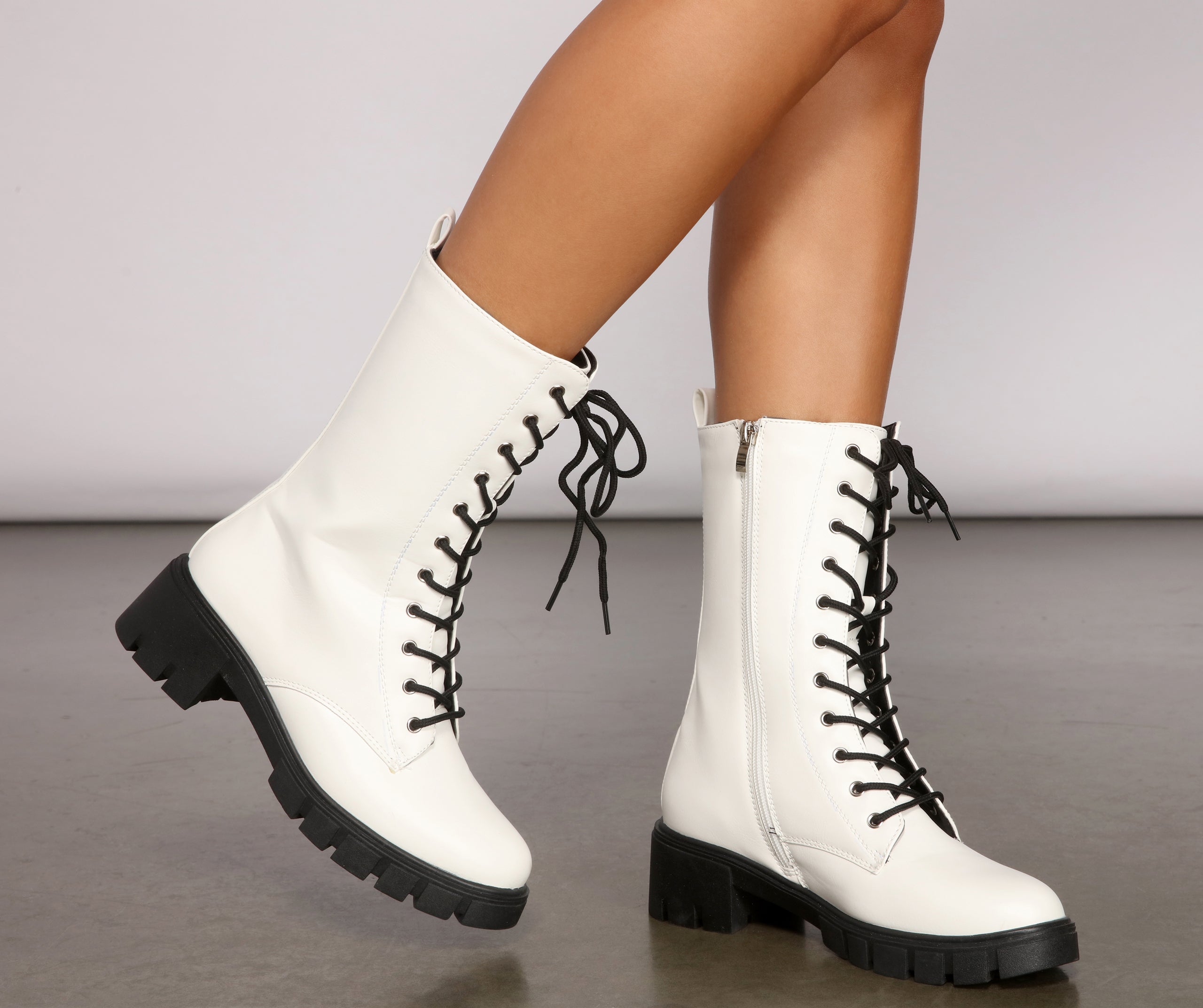 Edgy Trends Faux Leather Combat Boots