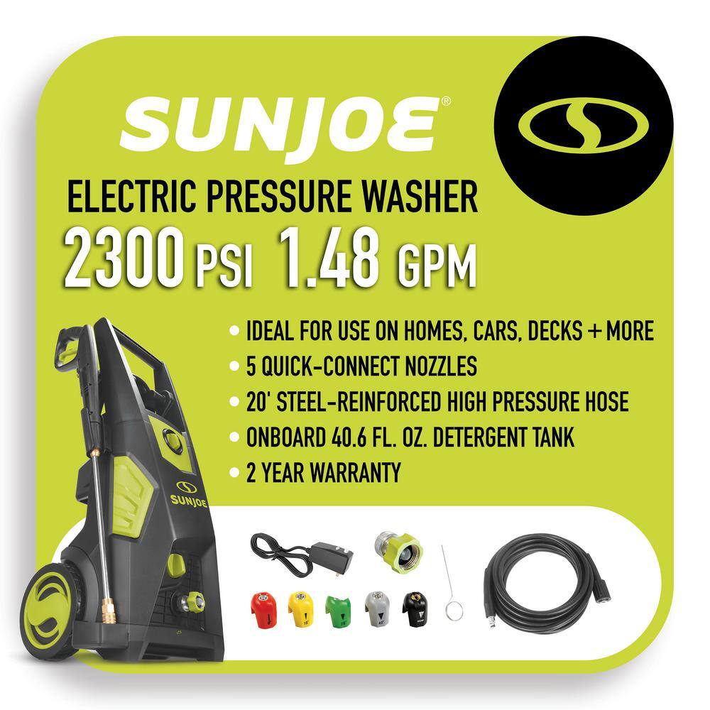 Sun Joe 2000 PSI 1.09 GPM 13 Amp Brushless Induction Cold Water Corded Electric Pressure Washer with Brass Hose Connector SPX3500