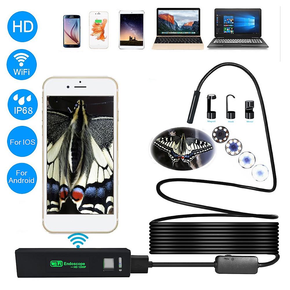 Multi-functional Wifi Endoscope 1200p Hd 5m Soft Cable Phone Waterproof Endoscope Camera