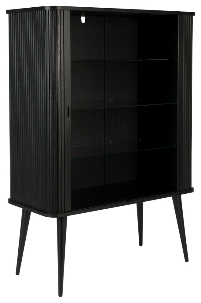 Black Tambour Door Cabinet  Zuiver Barbier   Midcentury   Accent Chests And Cabinets   by Oroa   Distinctive Furniture  Houzz