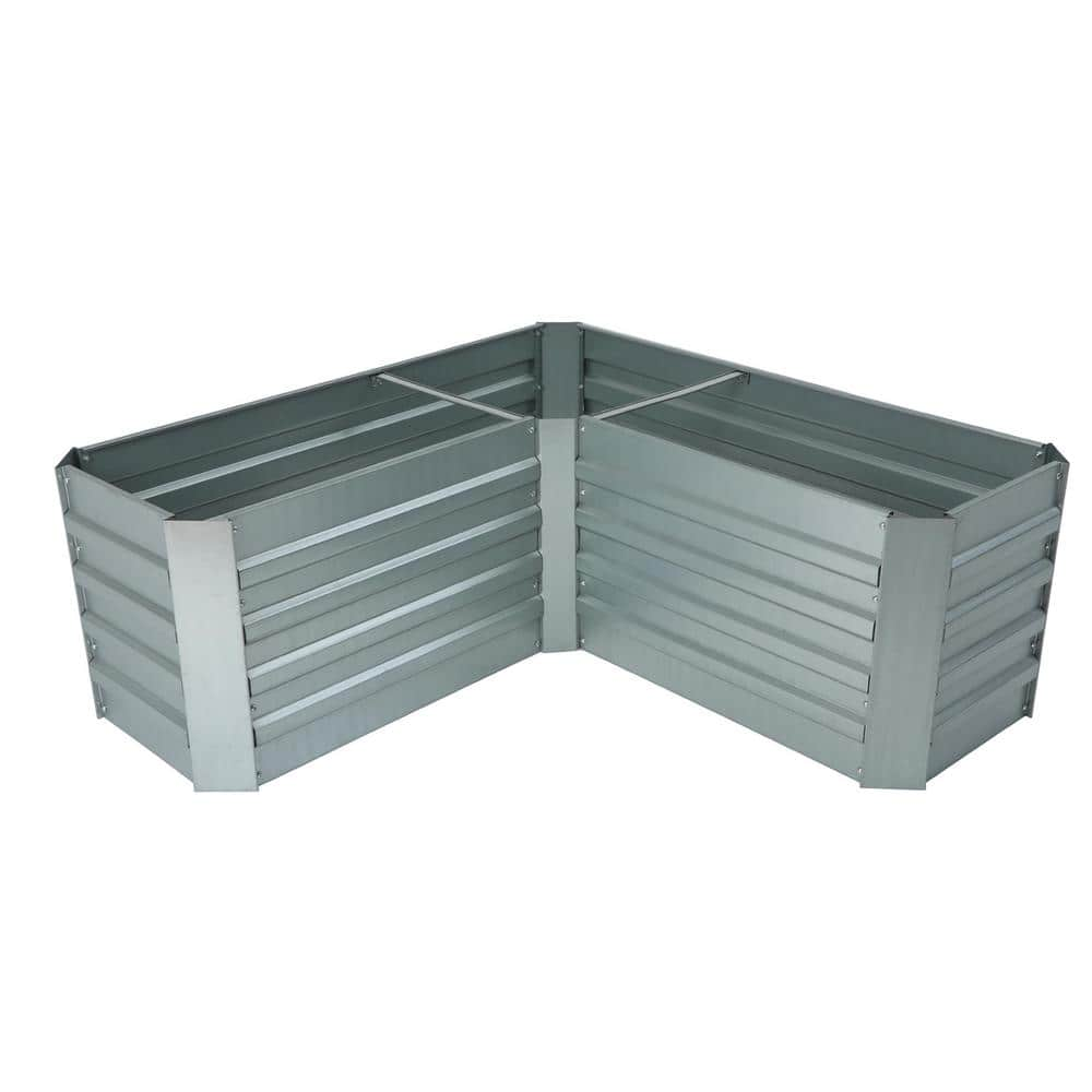 Luxen Home L-Shaped Galvanized Metal Raised Garden Bed WHPL1273