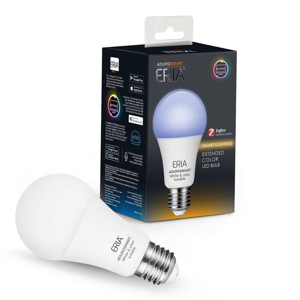 AduroSmart ERIA 60-Watt Equivalent A19 Dimmable CRI 90+ Wireless Smart LED Light Bulb Multi-Color 81809