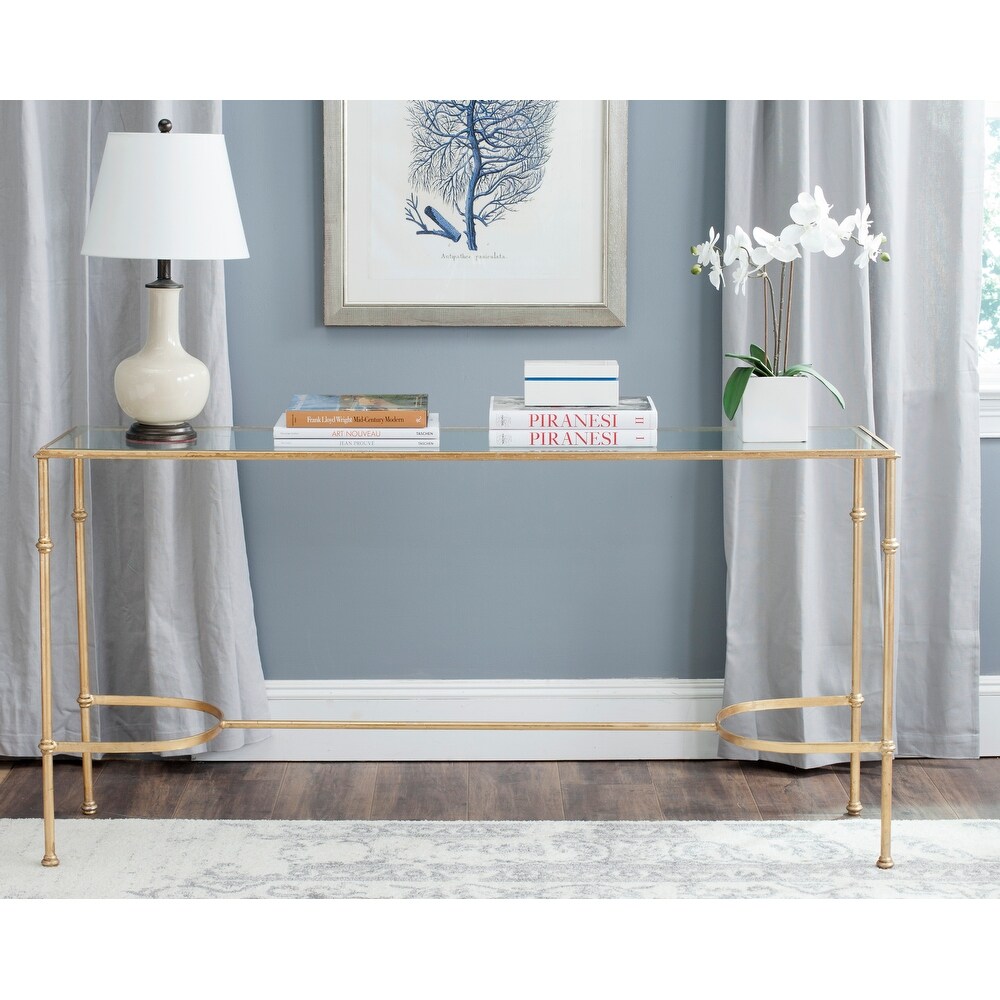 Safavieh Lucille Gold/ Tempered Glass Top Console   63\