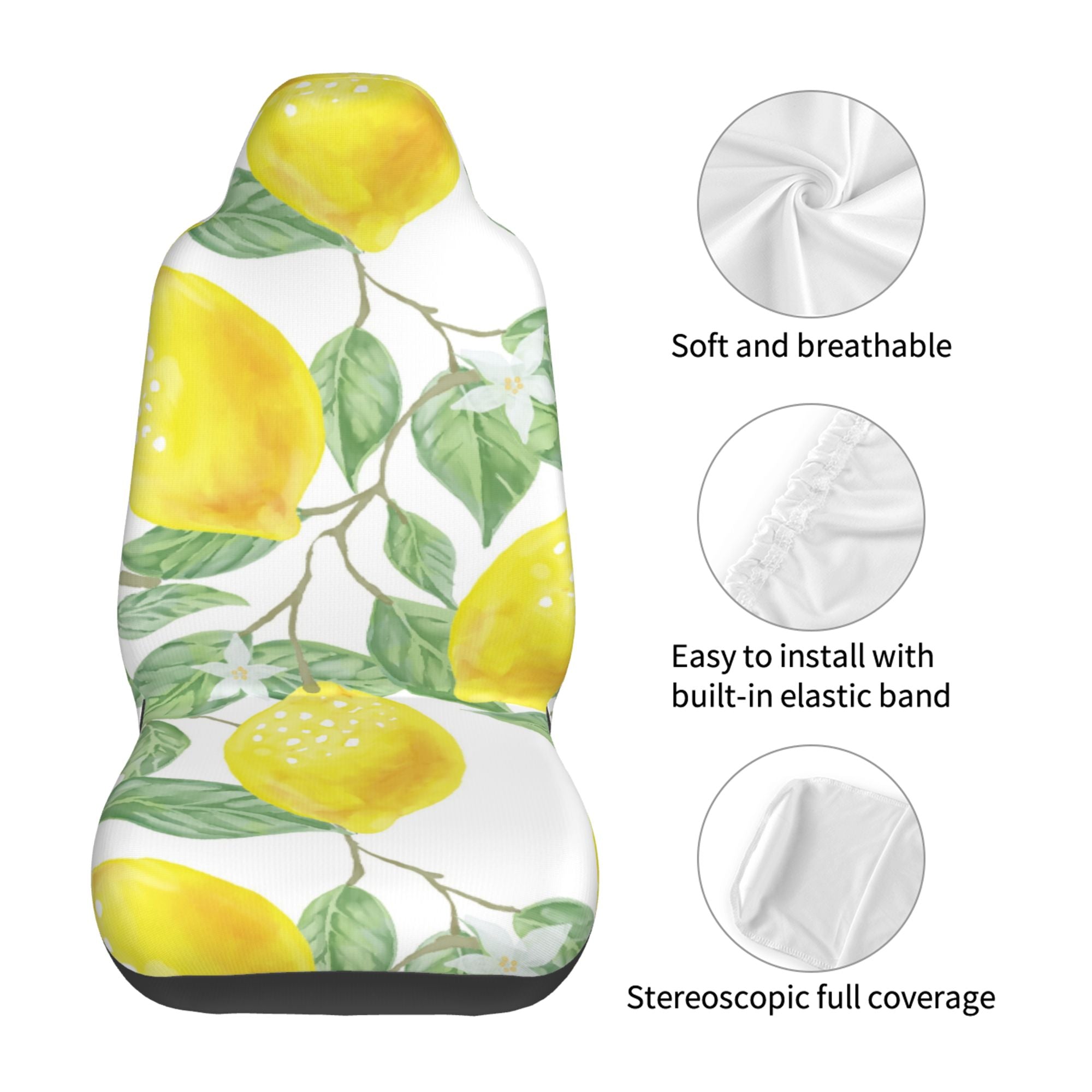 ZICANCN Car Seat Cover Lemon Watercolor Car Front Seat Covers Protectors ， Automotive Seat Covers for Cars Trucks Suv