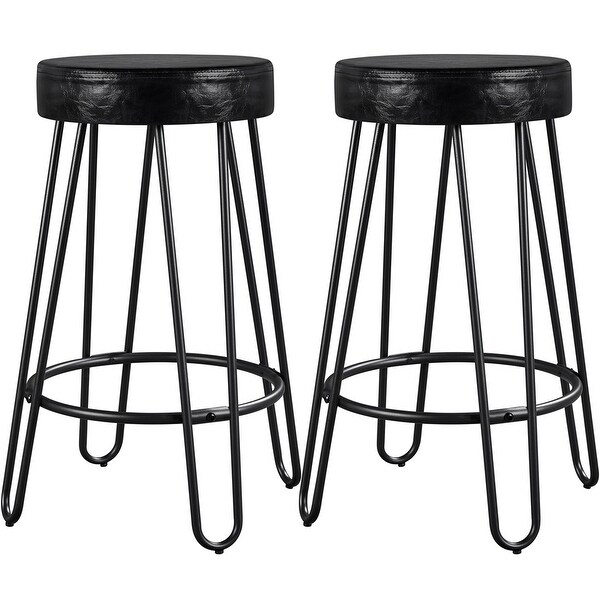 Yaheetech 2pcs Faux Leather Counter Stools with Round Backless Seat