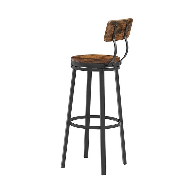 2Pcs Industrial Backrest Style Bar Stools with Metal Frame