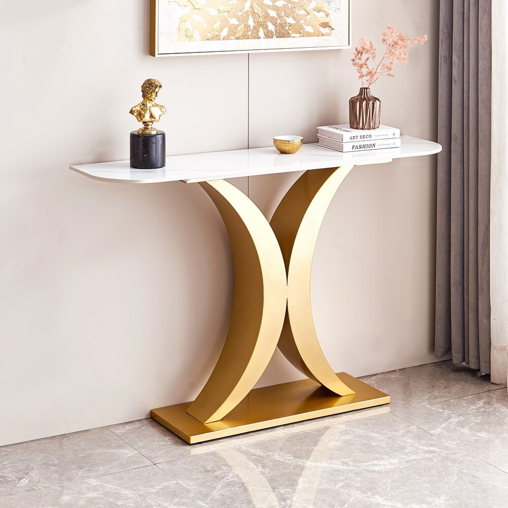 Modern Console Table Accent Table with Metal Legs  47.2\