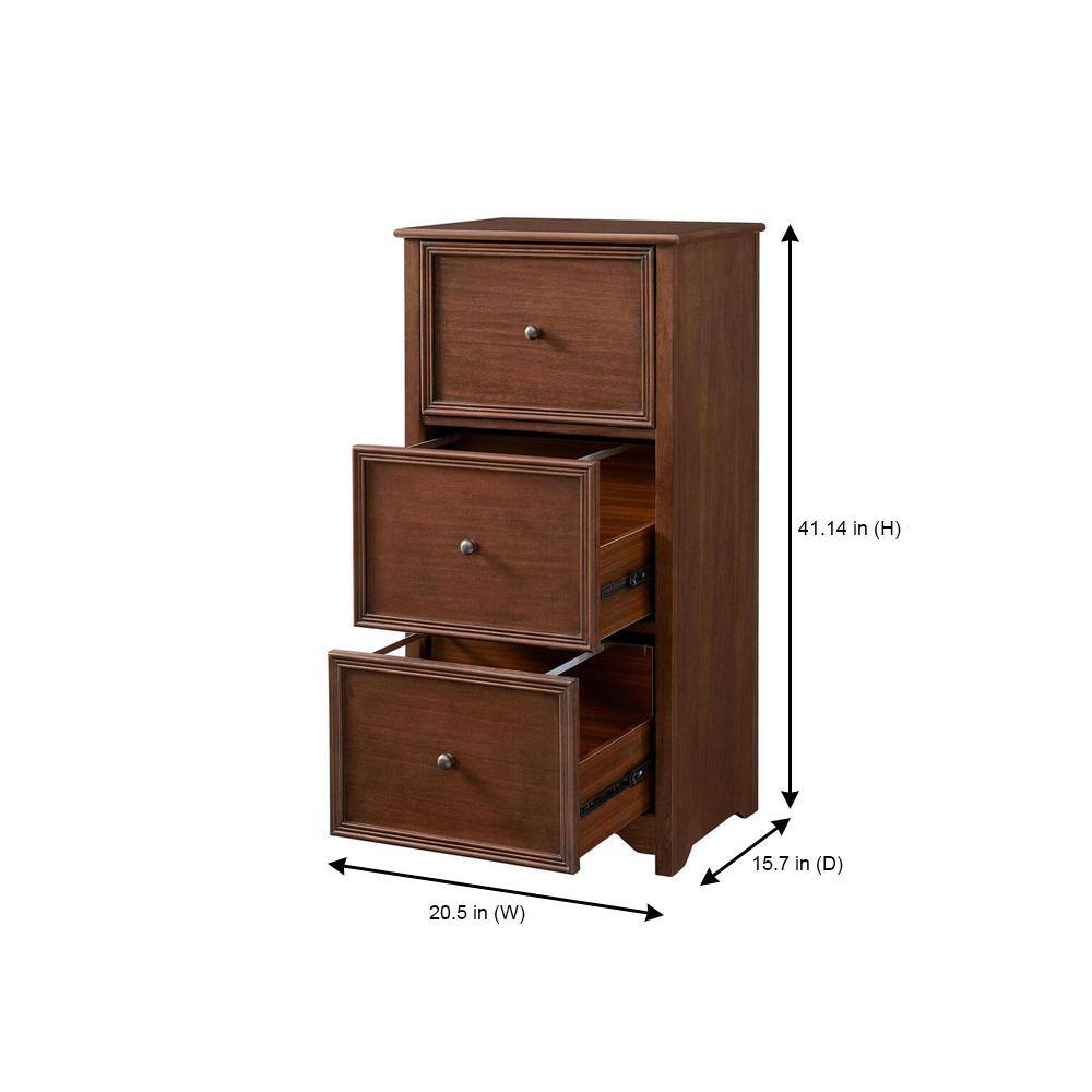 Home Decorators Collection Bradstone 3 Drawer Walnut Brown Wood File Cabinet JS-3414-C