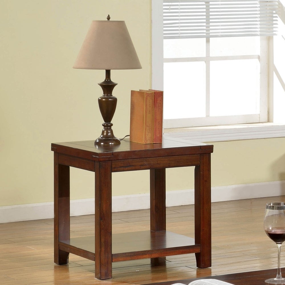 Furniture of America Llat Farmhouse Cherry 24-inch 1-shelf Side Table