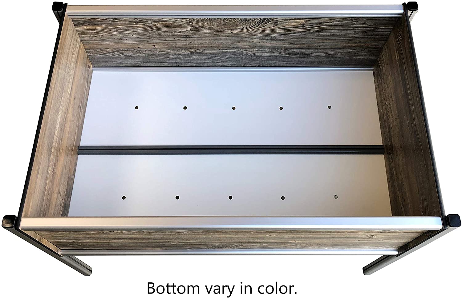 Foreman Raised Garden Bed Planter Box Kit 36" Lx24 Wx27 H Premium HPL Plastic Wood Grain (Amaretto) Anodized Aluminum Legs Outdoor Indoor with Lockable Caster Wheels Made in The USA