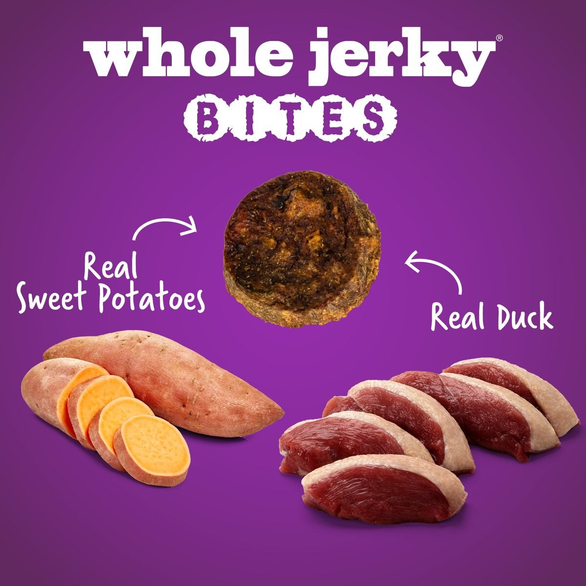 Fruitables Whole Jerky Bites Duck and Sweet Potato Dog Treats