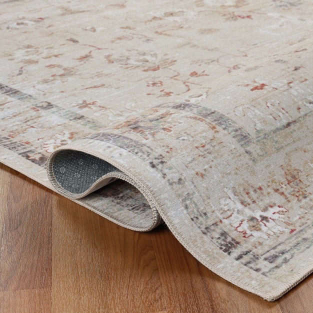 Floral Scroll Non slip Machine Washable Indoor Area Rug Or Runner By Blue Nile Mills