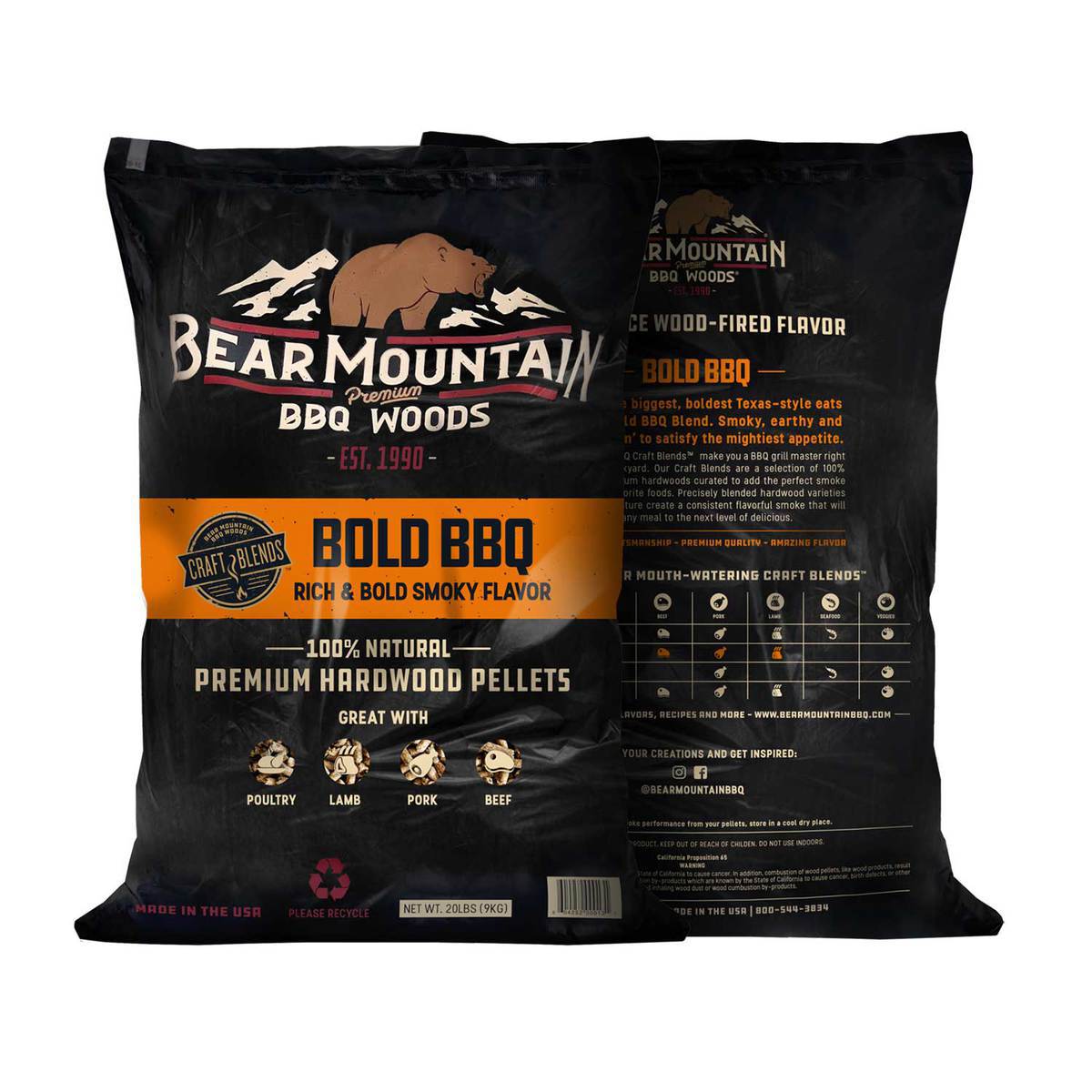 Bear Mountain BBQ Wood Pellets BOLD BBQ Craft Blends  20lbs