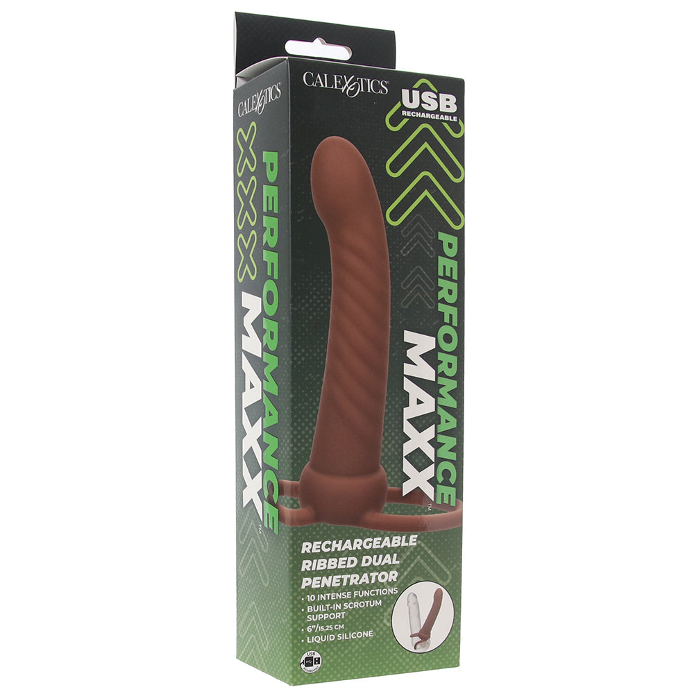 Performance Maxx Ribbed Dual Penetrator Vibe in Dark