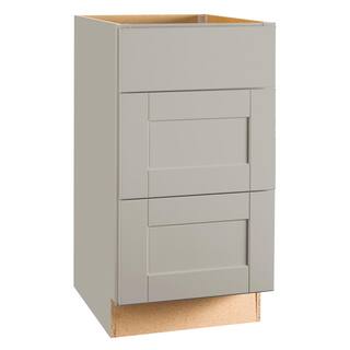 Hampton Bay Shaker 18 in. W x 24 in. D x 34.5 in. H Assembled Drawer Base Kitchen Cabinet in Dove Gray with Drawer Glides KDB18-SDV