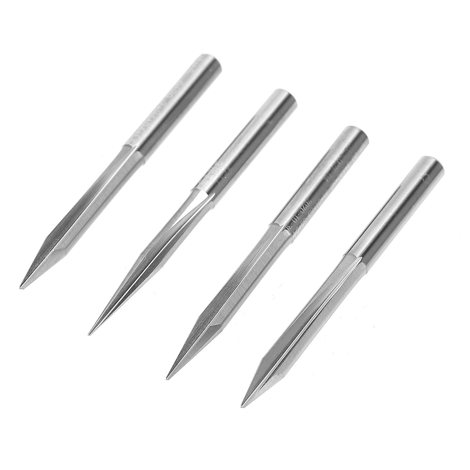 4pcs Vshaped Carving Cutter 2edged Engraving Bit 4x0.4x15/4x0.4x20/4x0.4x25/4x0.4x30