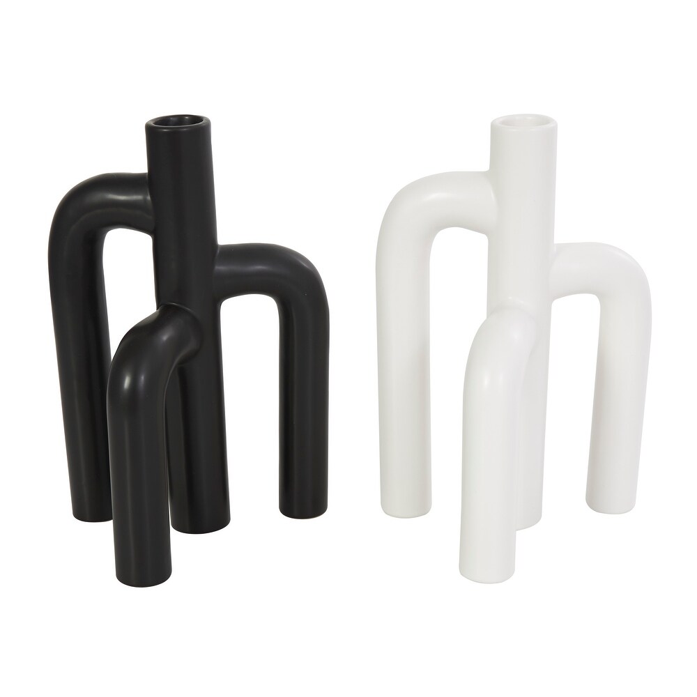 Black Ceramic 3 Arch Abstract Vase (Set of 2)