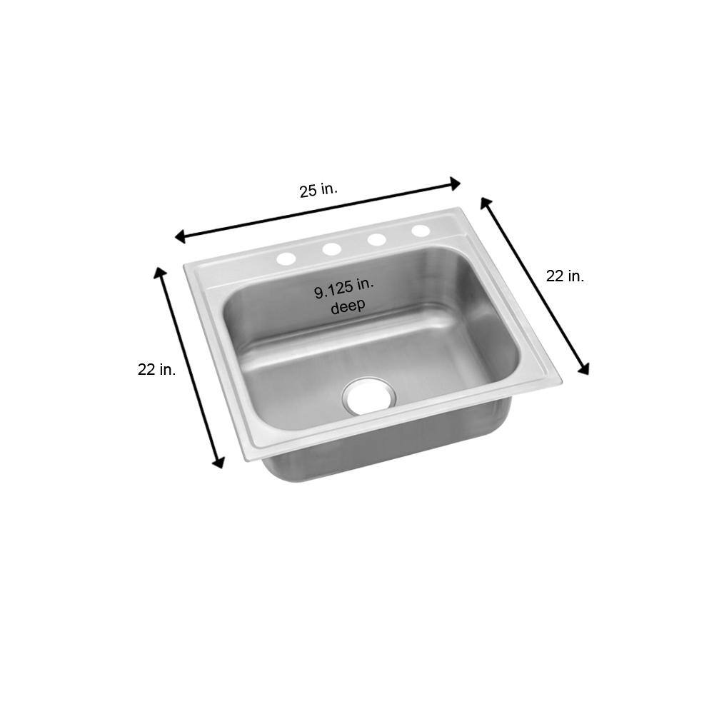 Elkay Pergola 25 in. Drop in Single Bowl Drop in 20 Gauge Stainless Steel Kitchen Sink HDSB252294