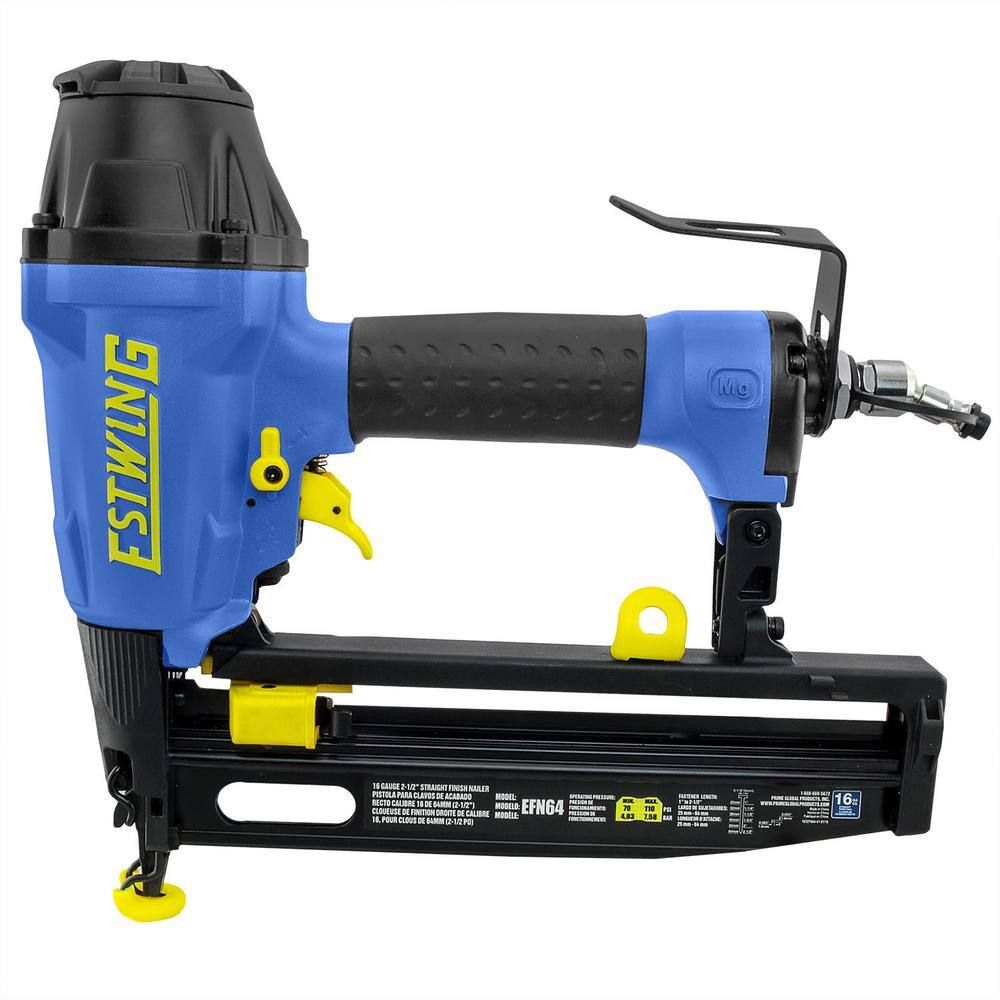 Estwing Pneumatic 2-12 in. 16-Gauge Straight Finish Nailer with Canvas Bag EFN64