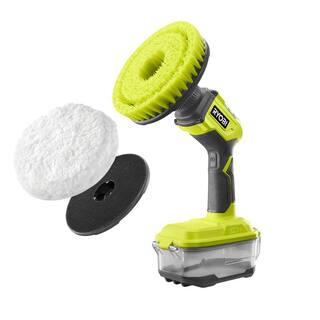 RYOBI ONE+ 18V Cordless Power Scrubber (Tool Only) with 6 in. 2-Piece Lambswool Microfiber Kit P4510-A95LWK1