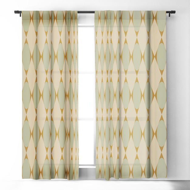 Colour Poems Retro Geometric Pattern Iii Set Of 2 Panel Blackout Window Curtain Deny Designs