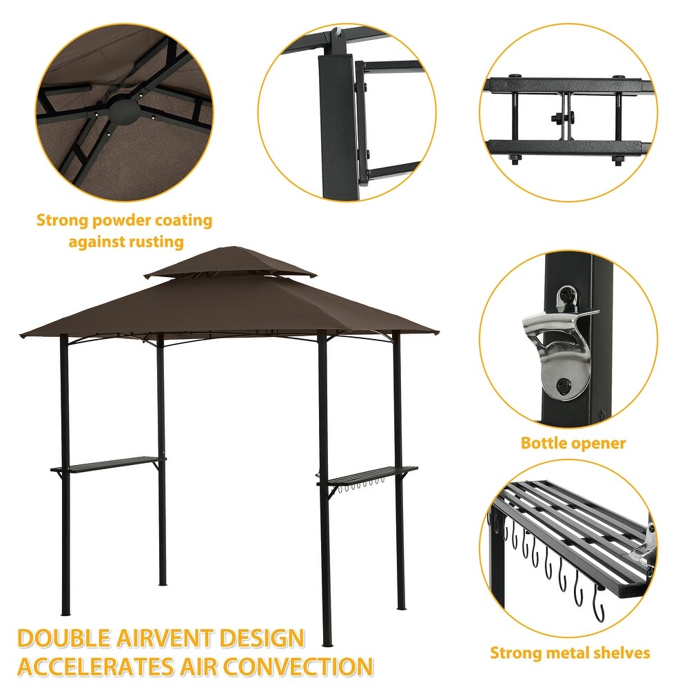 CLihome 8 X 5 Ft Outdoor Grill Douboe Tier Soft Top Gazebo