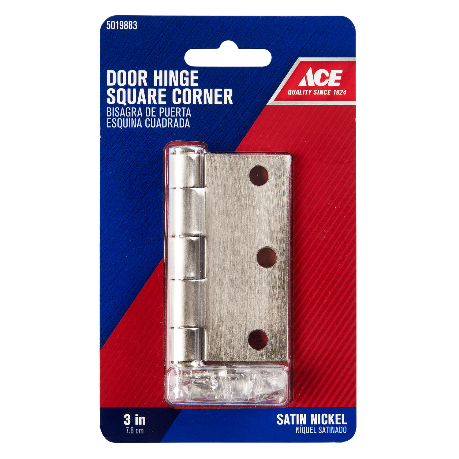 Ace 3 in. L Satin Nickel Residential Door Hinge 1 pk