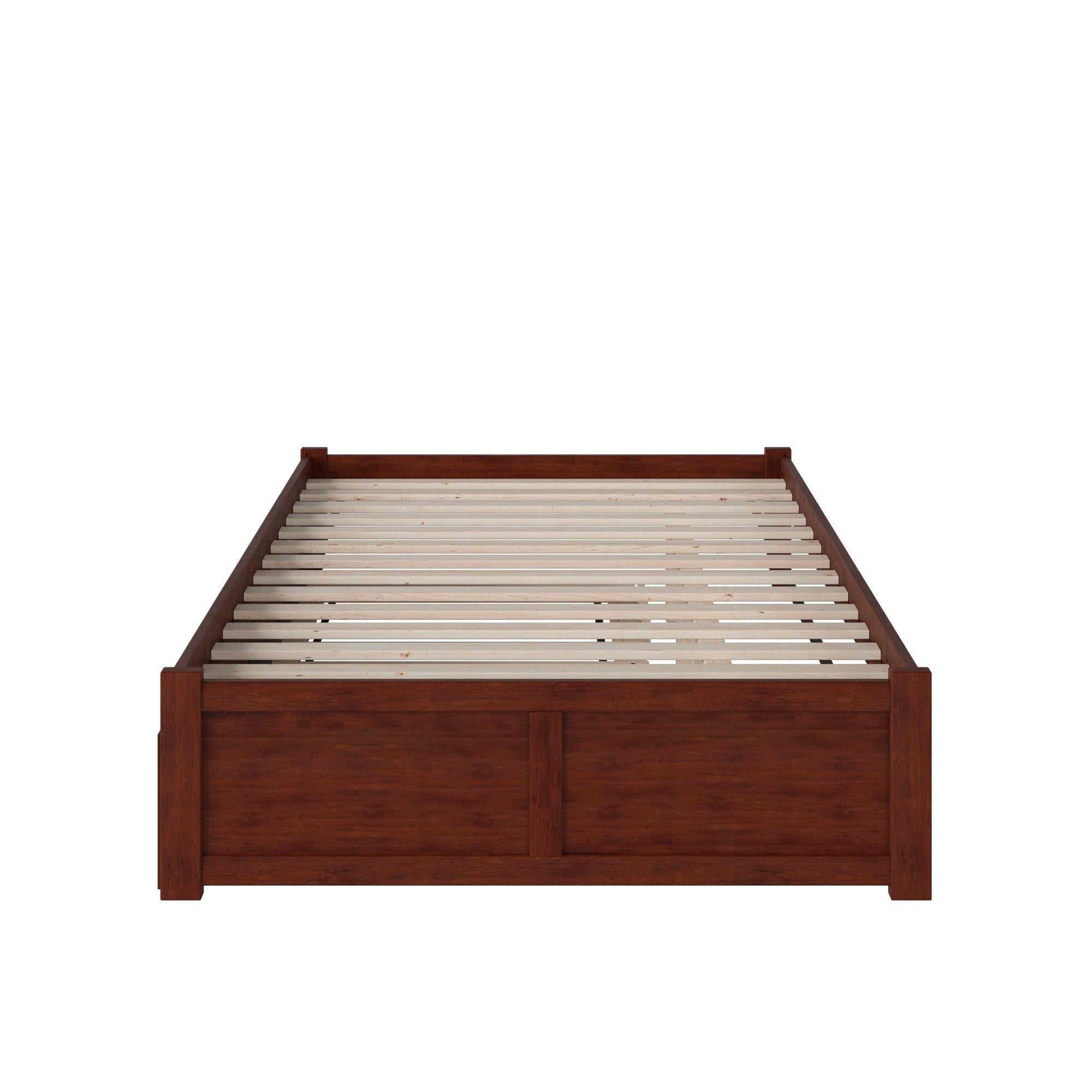 Concord Full Platform Bed with Flat Panel Foot Board and Twin Size Urban in Walnut