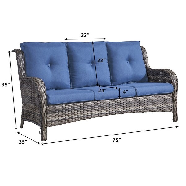 Outdoor Wicker 3 Seater Sofa Patio Sofa Set