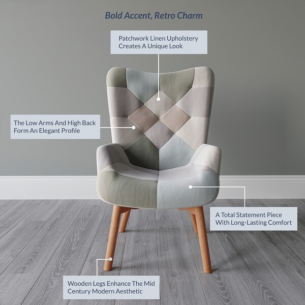 BELLEZE Paramount Accent Chair Multicolor Linen Available in 2 Options - 27.17