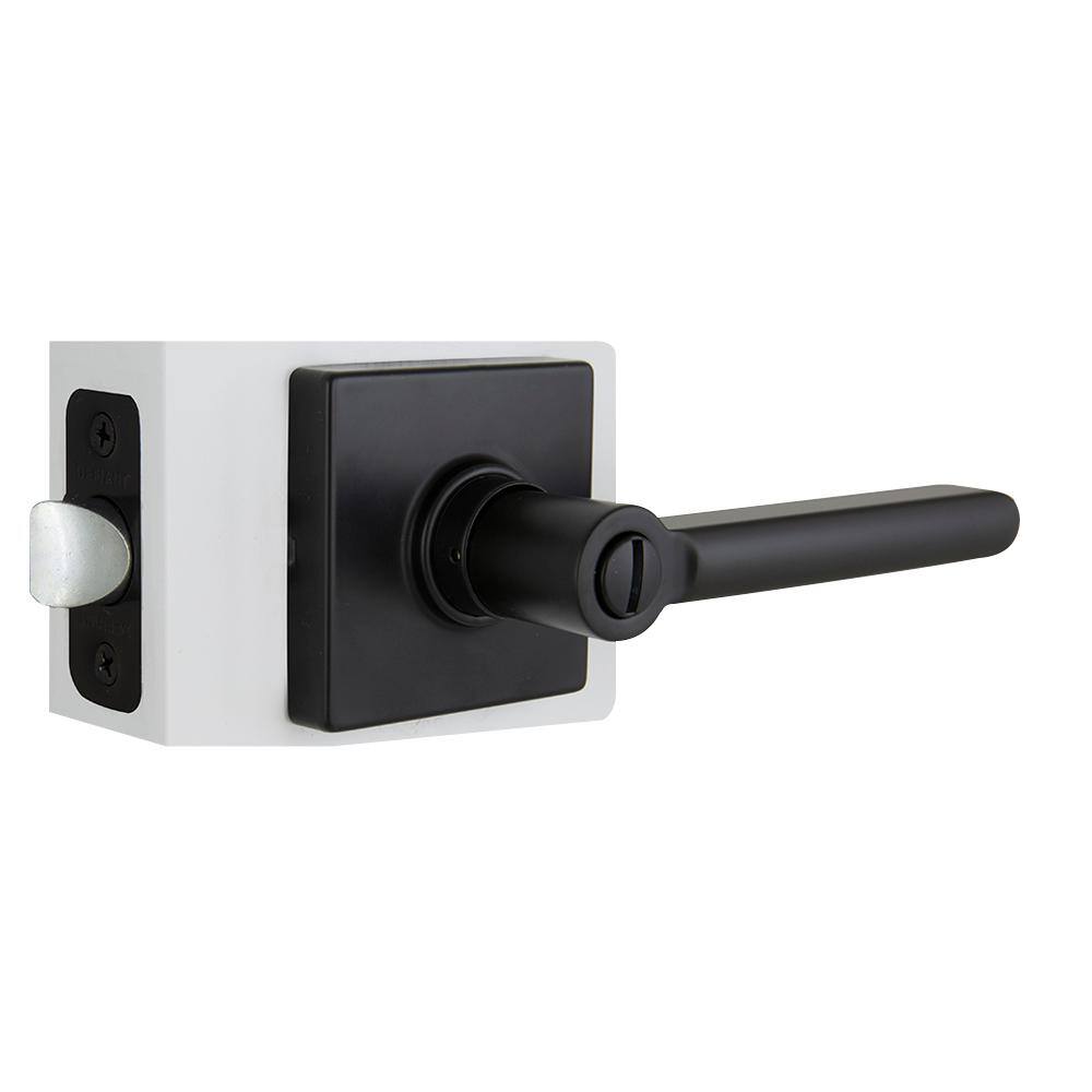 Defiant Tonebridge Matte Black BedBath Door Lever with Square Rose 32LS3X901A